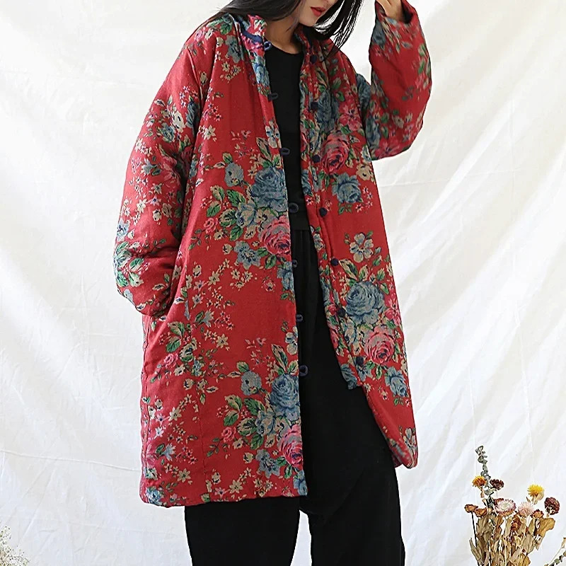 Winter Clothing Vintage - Chinese Style Clothing Warm Cotton Print