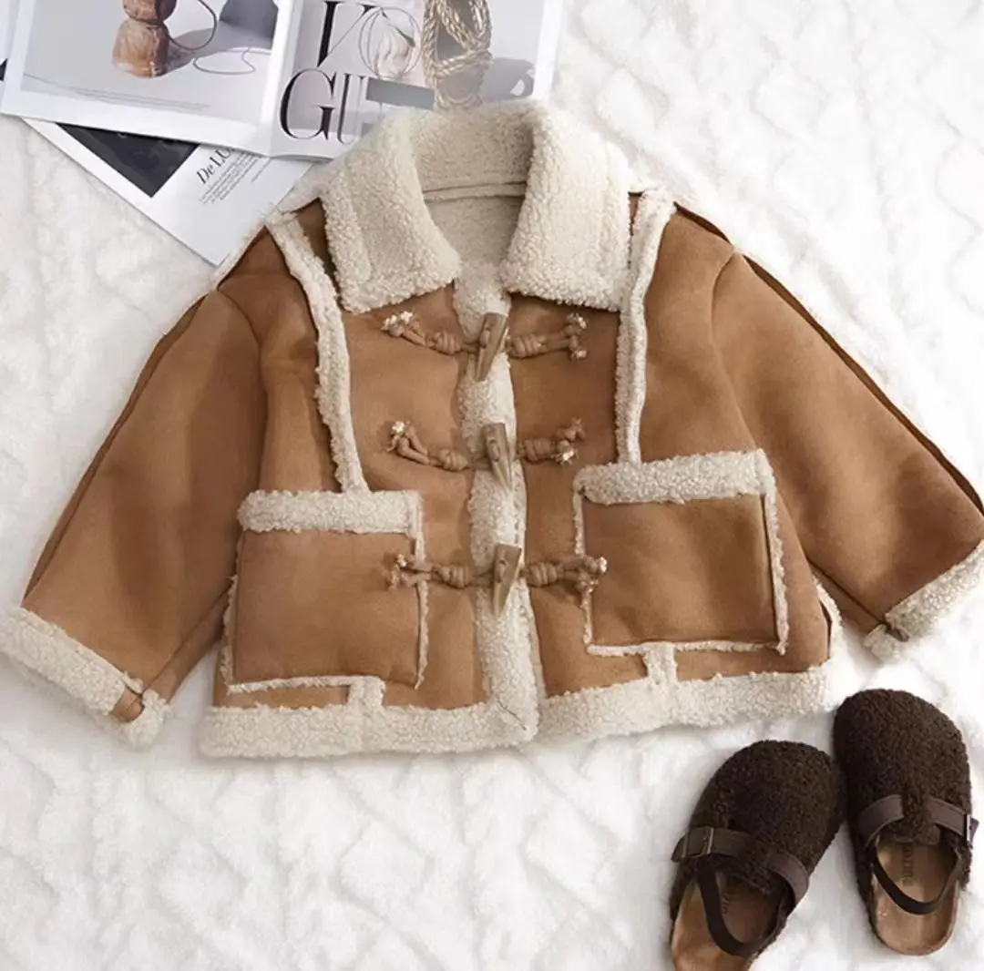 Winter Clothing For Boys - Khaki/Pink Girls Boys Winter Fake Fur