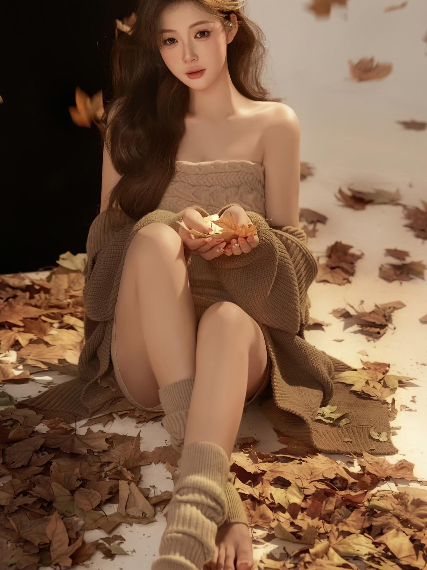 Autumn Winter Brown Knitted St - đánh giá và giá Winter Clothing Photo